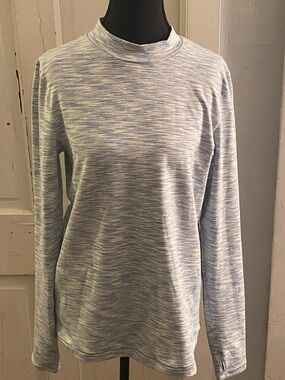 Alpine Design Light Blue Space-Dye Mock Turtleneck Shirt